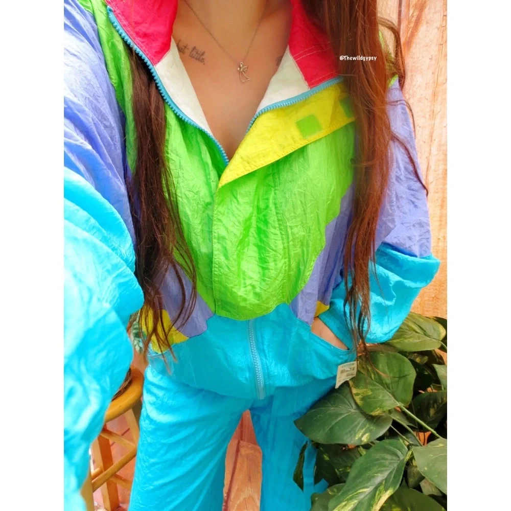 NEW Vintage 80s vibrant track suit set 🍃 - Picture 1 of 8